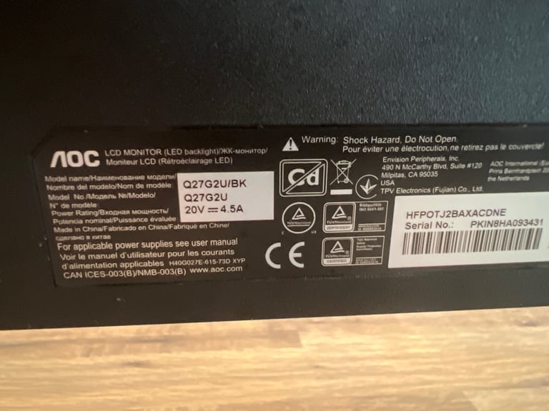 AOC Q27G2U 27" VA LED Computer Monitor - Q27G2U/BK