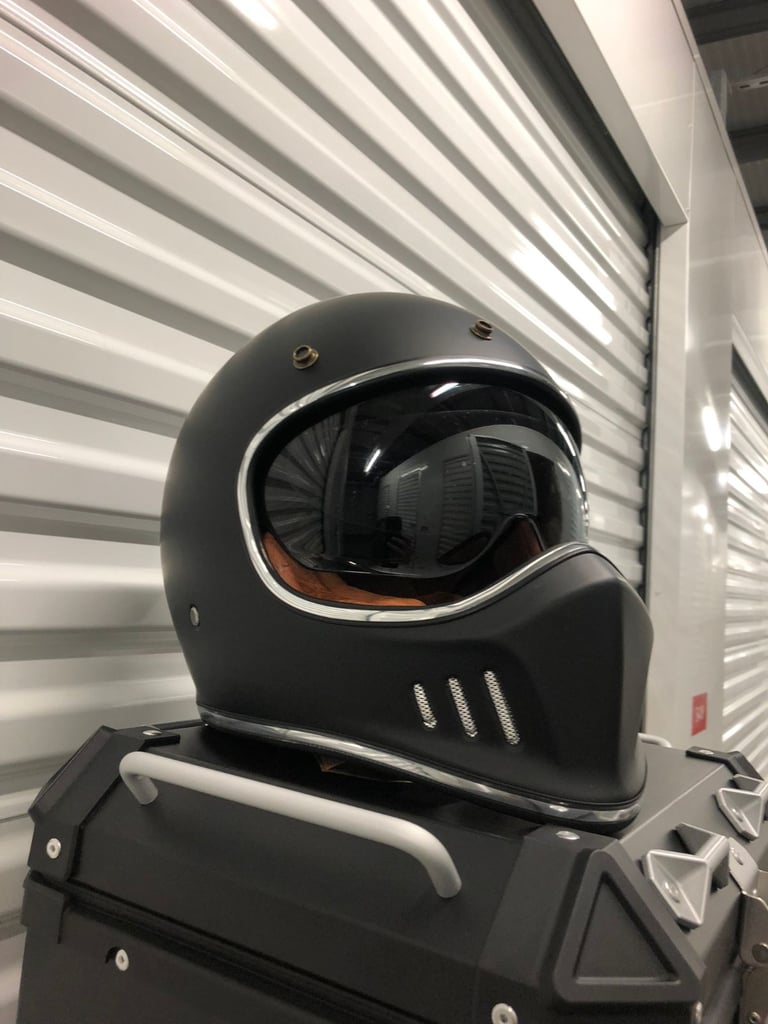 Motorcycle helmet , retro vintage helmet ,matte black , brand new