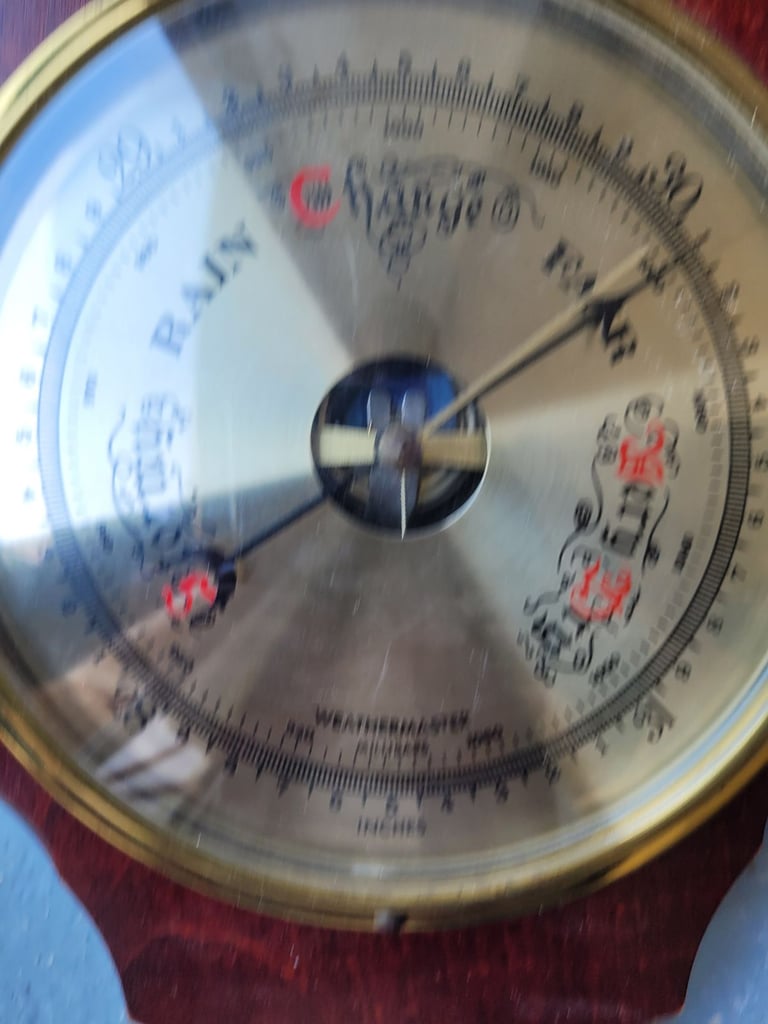 Large Vintage Banjo Weathermaster barometer, thermometer and hygrometer. 