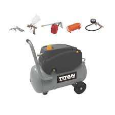 TITAN TTB797CPR 24LTR ELECTRIC OIL-FREE AIR COMPRESSOR WITH 5 PIECE ACCESSORY KIT 220-240V 