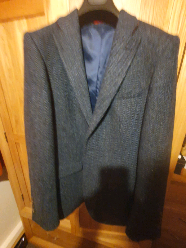 Blue Harris Tweed Herringbone jacket, 38R