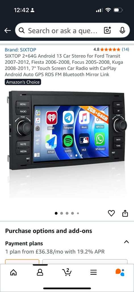 image for Car play stereo ford transit 