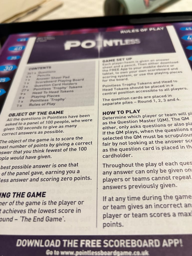 Pointless board game