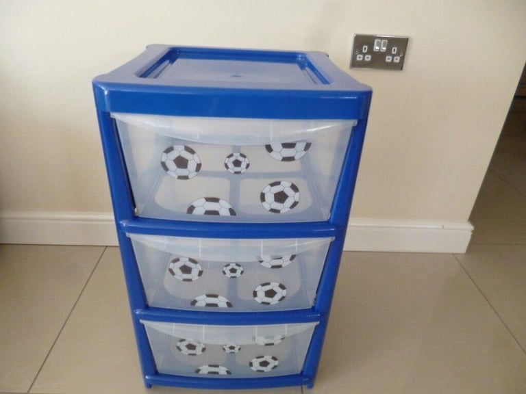 Next 3 tier Wheeled Storage tower, From Next Three draws with football motifs.
