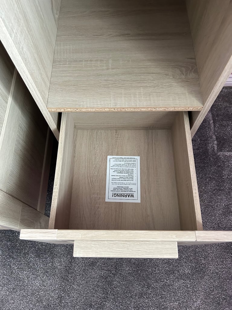 Nursery furniture cot bed wardrobe drawers with changing table and book shelf 