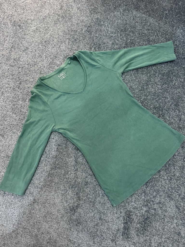Ladies Green M&S Mid Sleeve T-Shirt