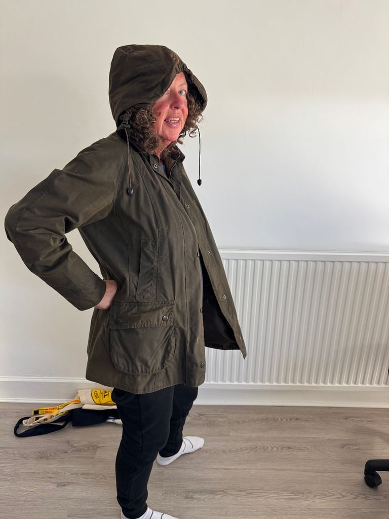 Womens Barbour Retail Beadnell olive waxed jacket size UK 14 Immaculate Tartan