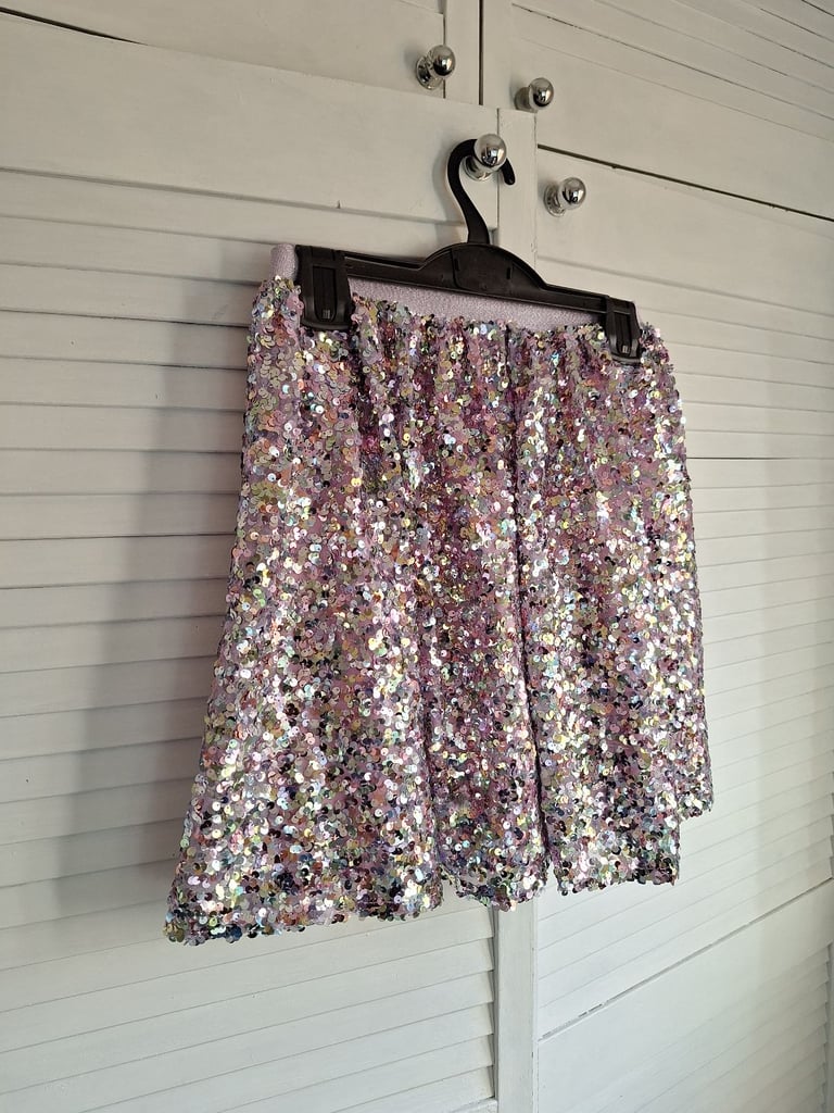 Pink/Silver Sequin skirt - Next