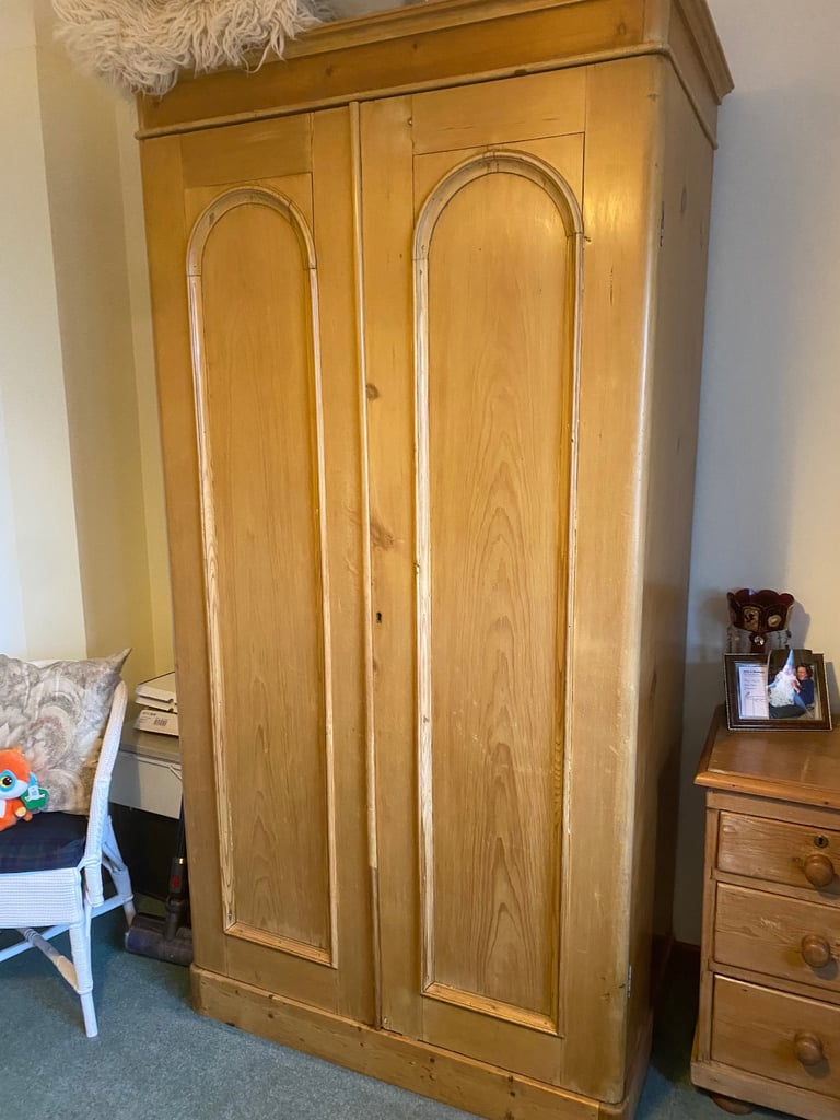 image for Antique pine wardrobe and chest set 