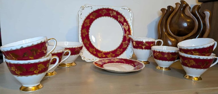 image for Gladstone China Tea Set, Platters, Cream Jug, Sugar Bowls etc. 