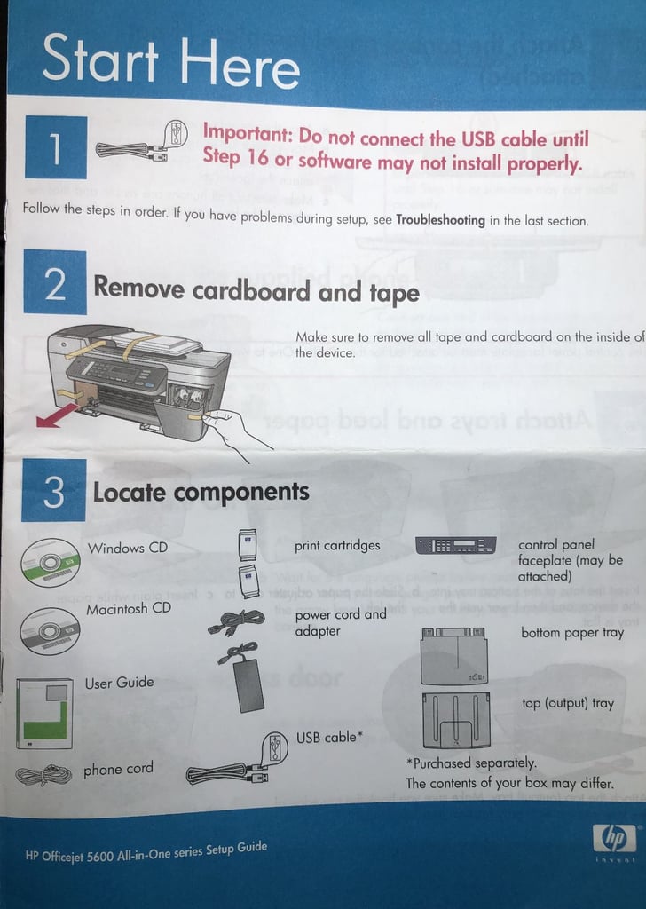 USER GUIDE & INSTALLATION CDs HP OFFICEJET PRINTER 5600 ALL-IN-ONE SERIES