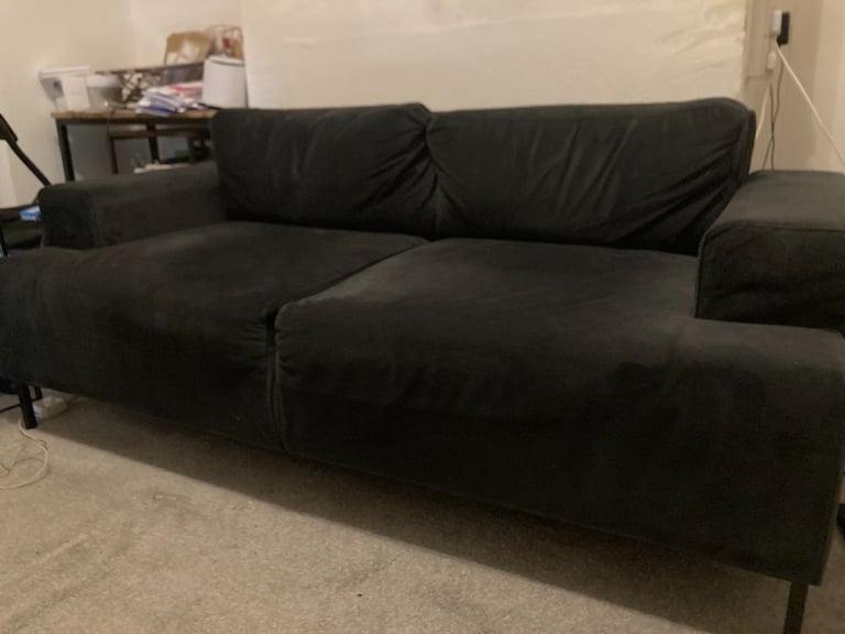 Lovely Made .com Frederik 2 seater Black Velvet sofa | in Peckham, London |  Gumtree