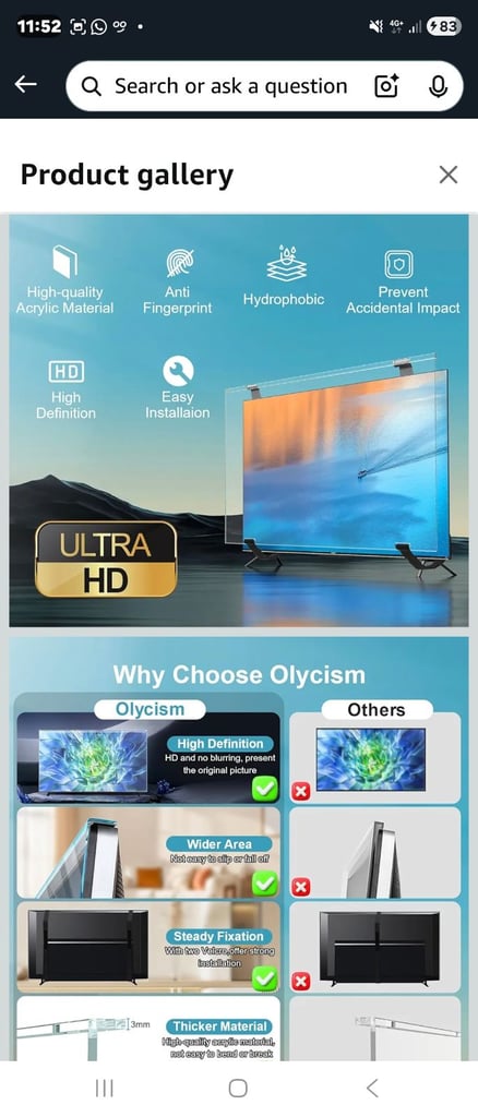 image for Tv screen protector 55inch 