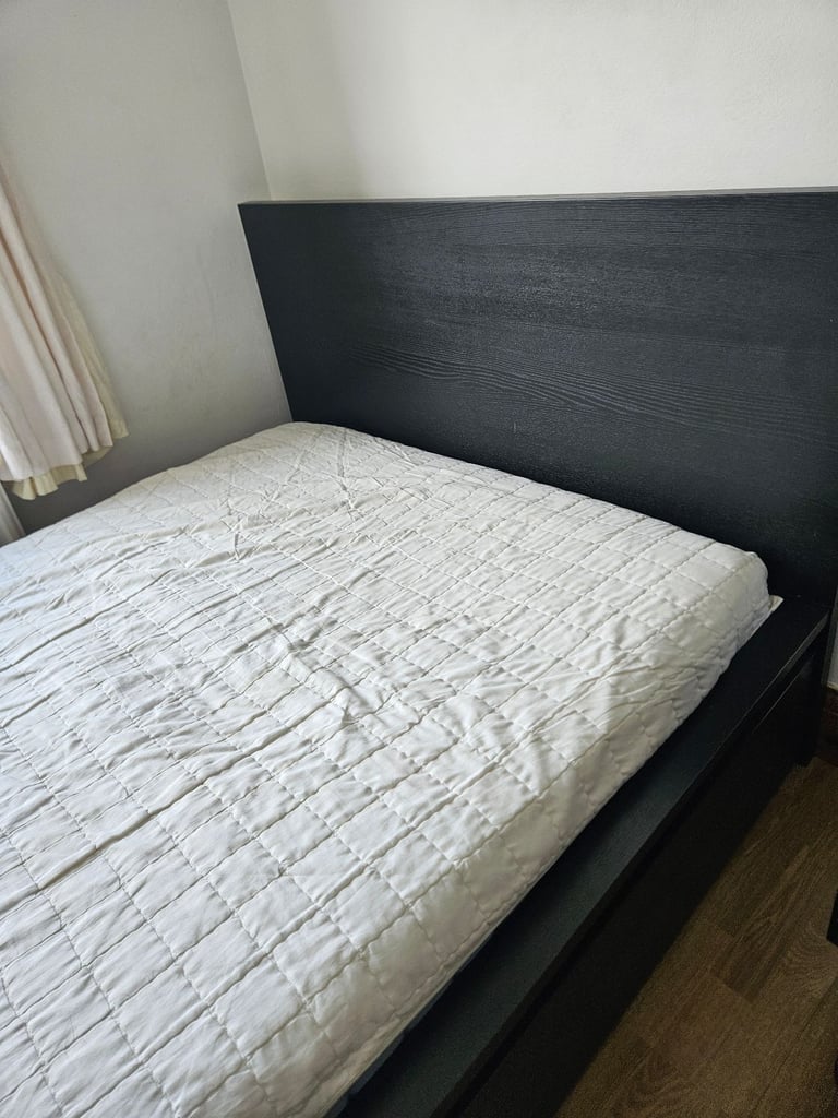 MALM Black Wooden Double Bed Frame