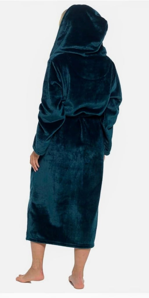 TEAL Slumber Hut soft velvet warm Dressing gown Hooded,XL fits upto size 24 uk cost £29.99, like new