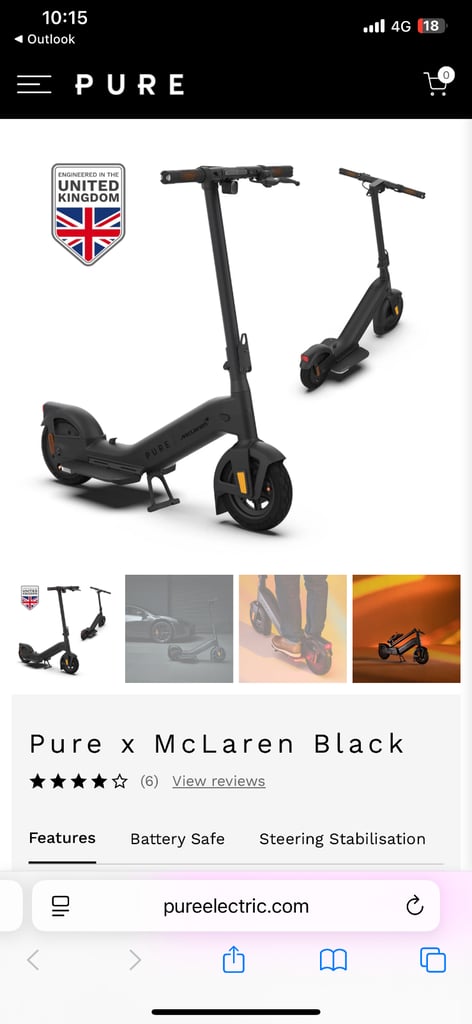 Electric Scooter Pure x Mclaren Black £230 bought for £799 in March…