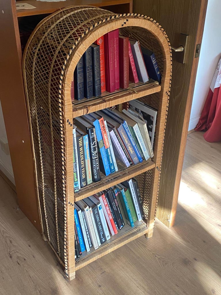 Cane framed matching bookshelves (2)
