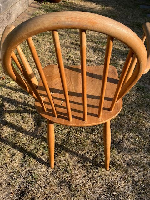 Windsor Carver Chair. Vintage Ercol Blonde Mid Century Retro Hoop Back.