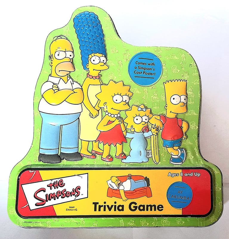 THE SIMPSONS TRIVIA GAME with CAST POSTER in a TIN 26 x 24 x 10 cm VERY GOOD