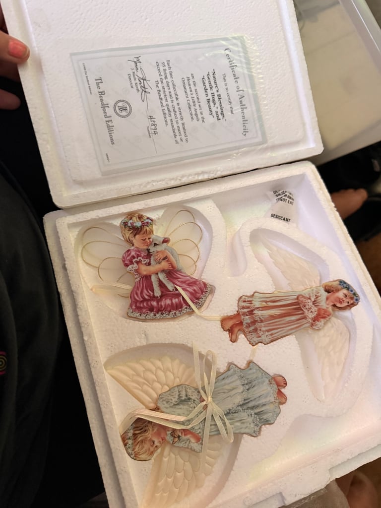 Full Set of 12 Bradford Editions Porcelain Angel Ornaments - Mint w/ Boxes & COAs