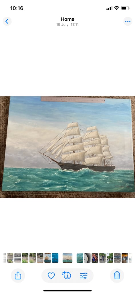 Painting of a sailing ship 2 feet by 18inch 