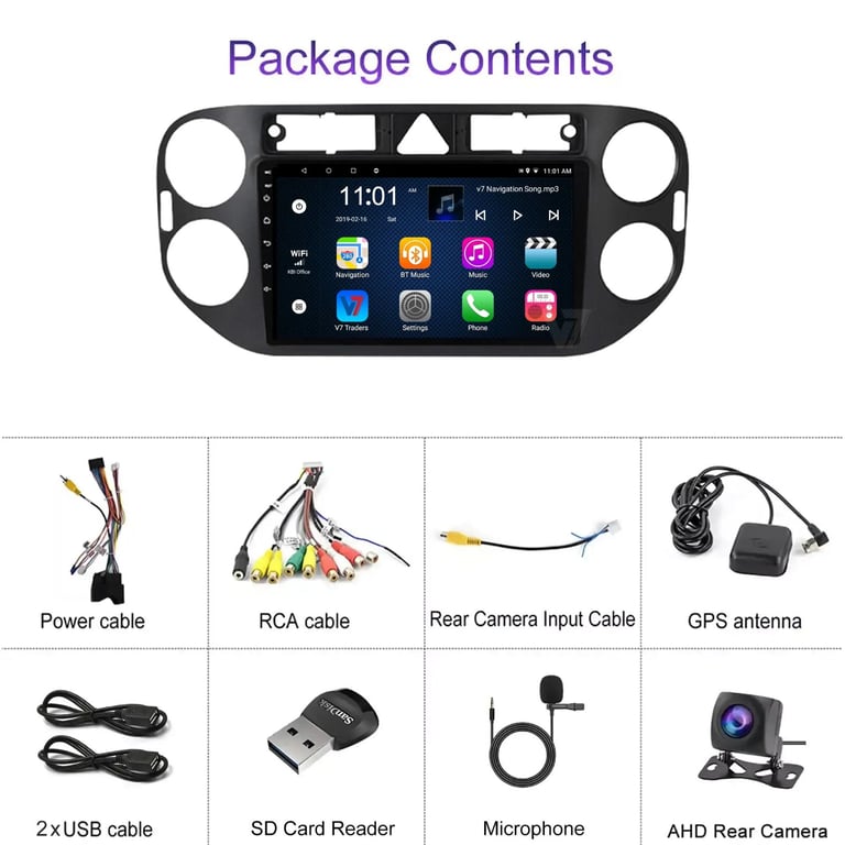 VW tiguan 2010-15 CARPLAY Android Auto HD Screen Head Unit GPS Stereo LCD Panel V7