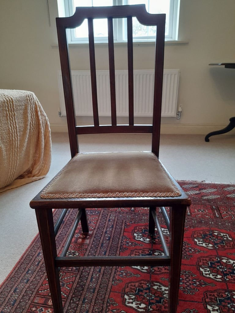 image for Edwardian upright inlaid marquetry mahogany chair 