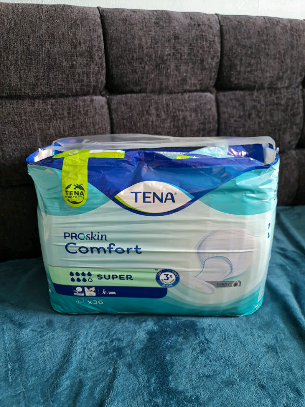 TENA Proskin Comfort Super Pack of 36 Incontinence Pads Feel Dry Advan