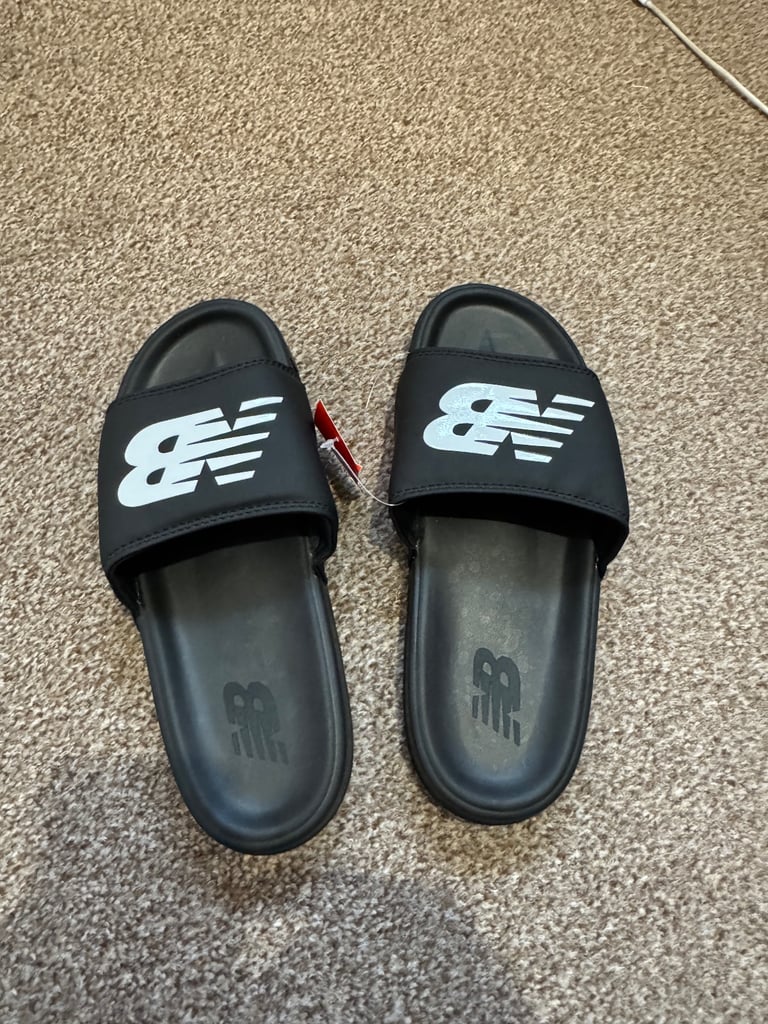 image for New Balance 200 Slides Black and White Men's - Size 6.5