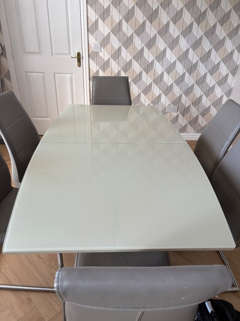 image for Cream glass top dining table