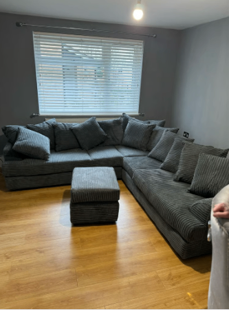 Brand New - Liverpool Jumbo Cord Corner Sofa (5 seater corner) - Grey - SAME/NEXT DAY DELIVERY