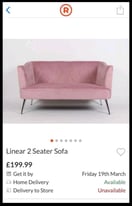 image for Blush pink suede 2 seater sofa excellent condition can deliver 