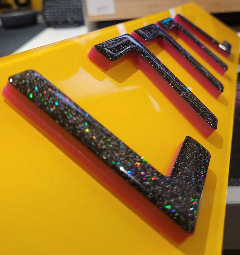 6mm Pink 4D with Glitter Gel Car Number Plates 
