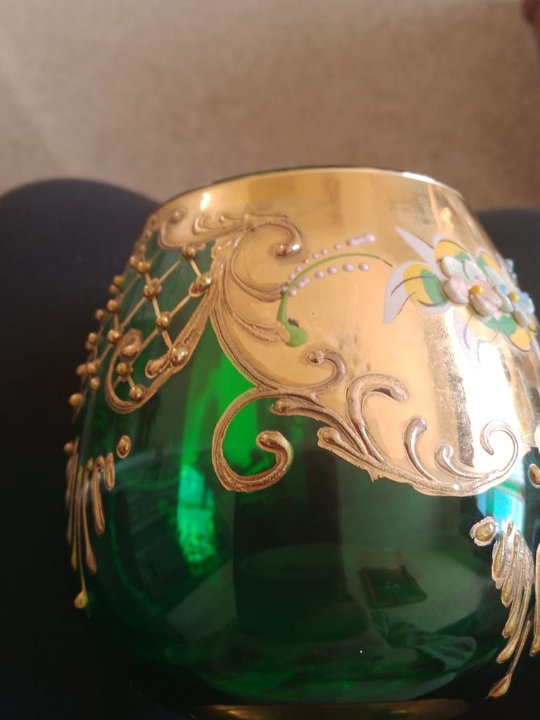 Czech bohemian large balloon brandy glasses