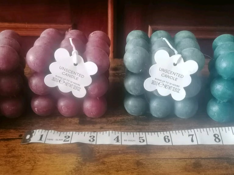 Unscented candle 9-Pieces (burns up to 20Hrs).green and cherry colours