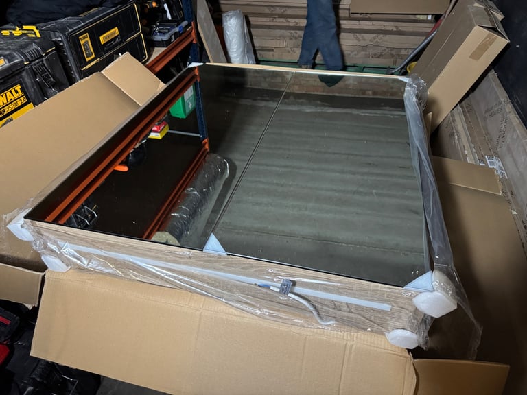 image for Bathroom wall mounted glass cabinet with led lights - Set of 2 -read description