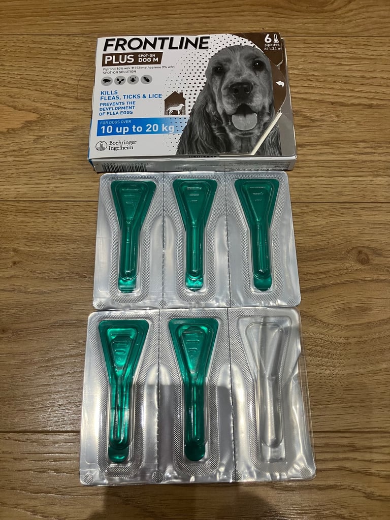 Frontline Plus for Dogs 10-20kg – 5 Pipettes Remaining (1 Used) – Exp: 09/2026