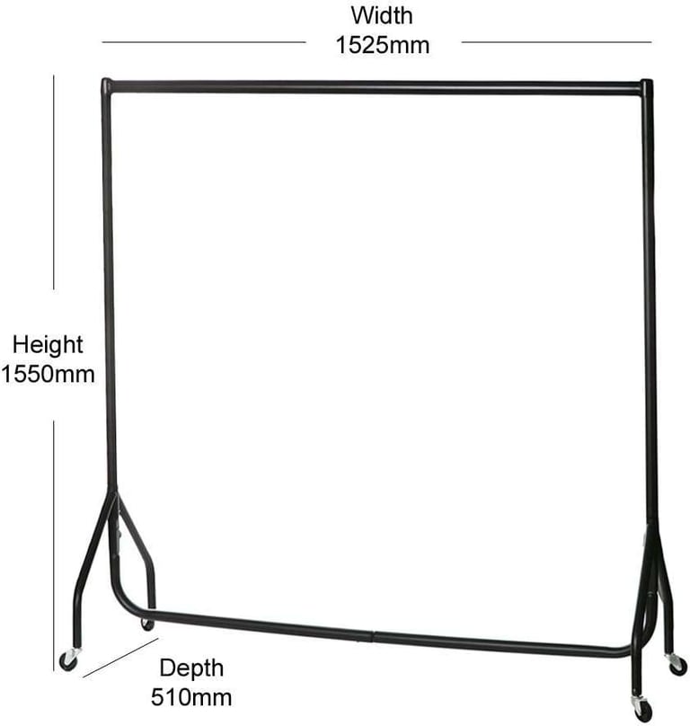 Heavy Duty Metal Clothes/Garment Rail 5ft Long x 5ft High with plastic cover