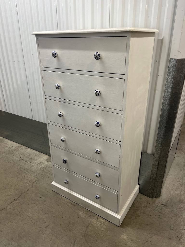 image for Solid Pine White Large Chest of Drawers