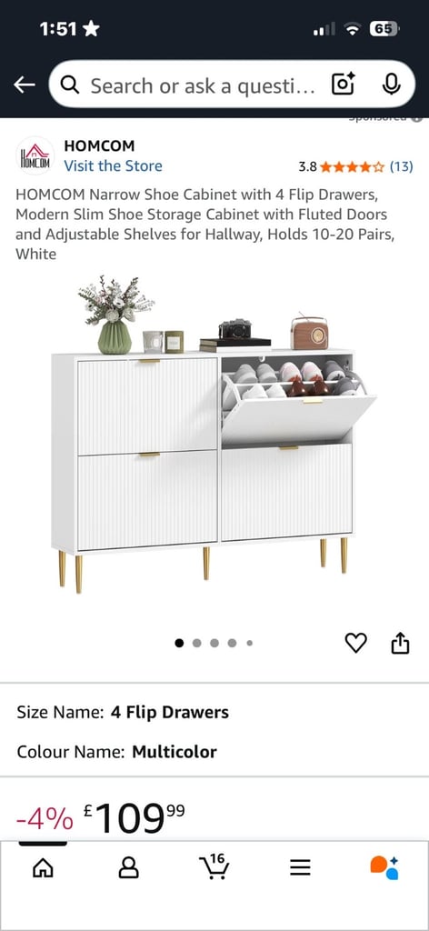 image for Homcom shoe cupboard