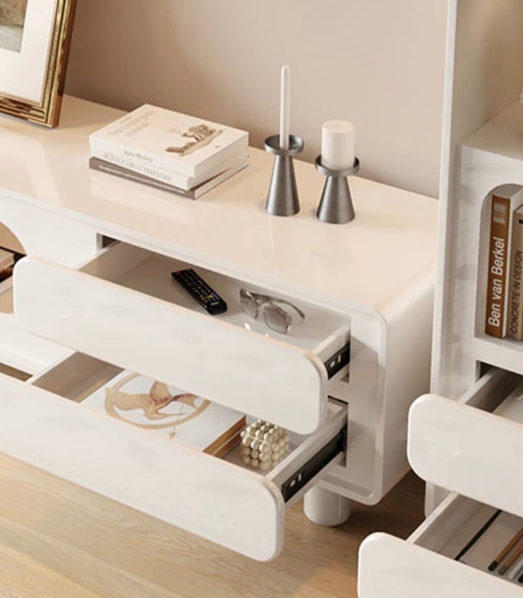High-Quality TV Stand (White/Cream)