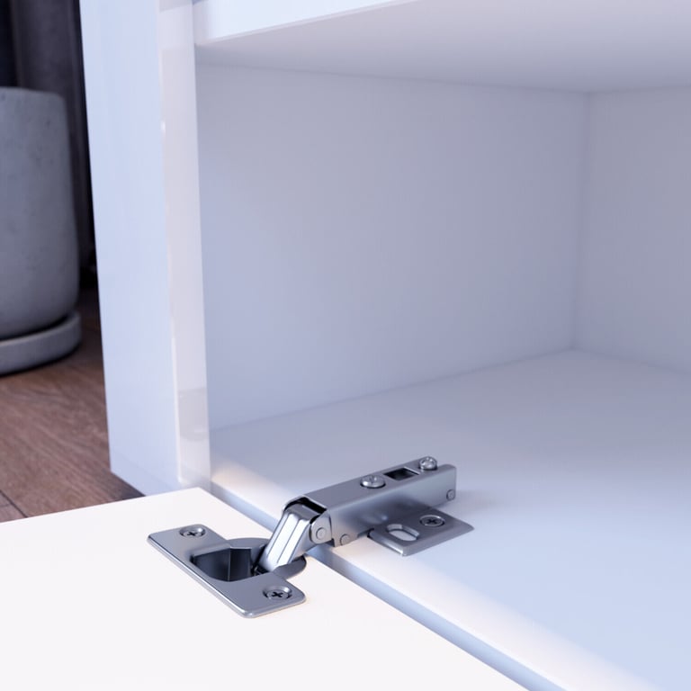 New White Cabinet TV Stand with Led Lights 120 x 35cm RRP £210 Our Price £122