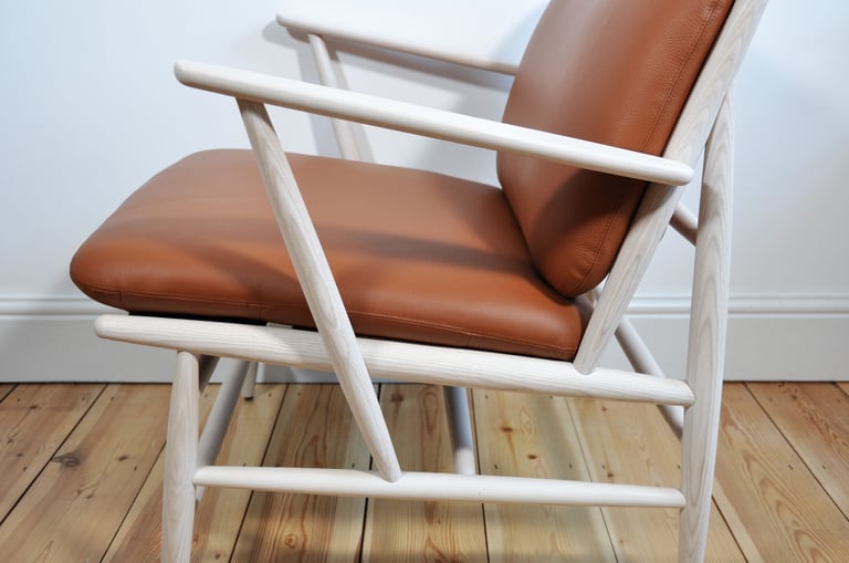 NEW Ercol Von Ash and Leather Armchair - Brand New - FREE LONDON DELIVERY