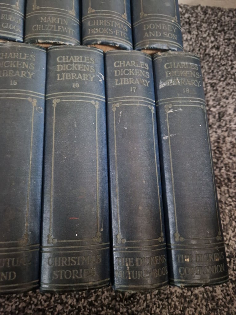 Antique books full set of Charles Dickens library from 1910