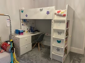Loft Bunk Bed + Desk + Book Shelves + Wardrobe + Mattress 200 x 90 cm