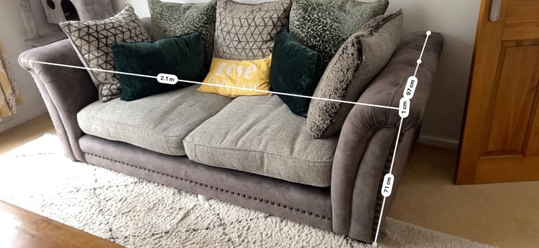 Fabric Three Seater Grey sofa from Barker and Stonehouse (OPEN TO OFFER)
