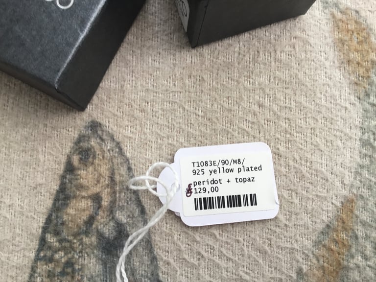 Gold plated over sterling silver, peridot and topaz earrings, NEW