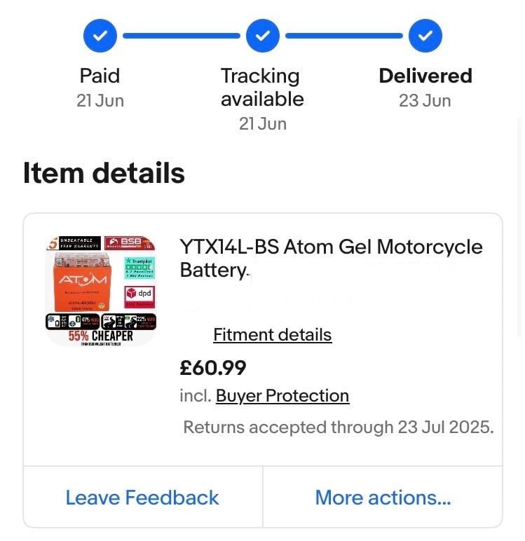 Motorcycle Atom Gel Maintenance Free Battery Motorbike