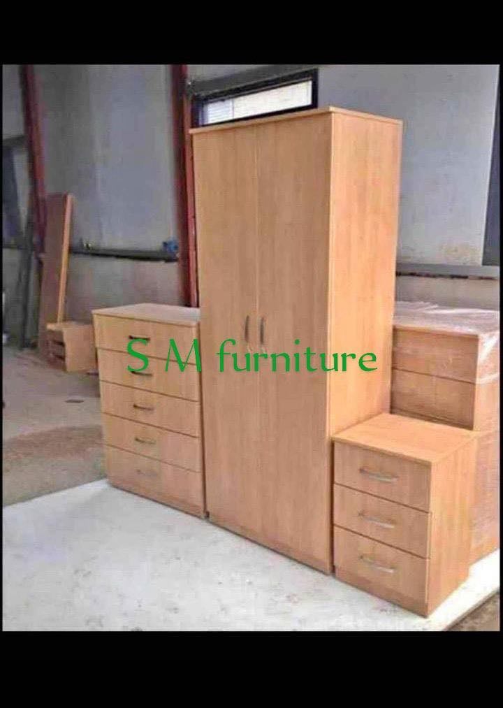 Modern Bedroom Furniture. Bedroom Suit Includes Bedside Tables, Chest of Drawers and Wardrobes