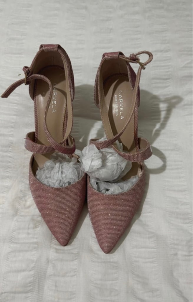 Carvela Kurt Geiger pink glitter heels kross 2 pale pink size 39